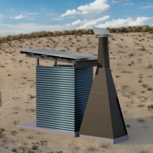Rendered image of a DryLoo system, installed under a building